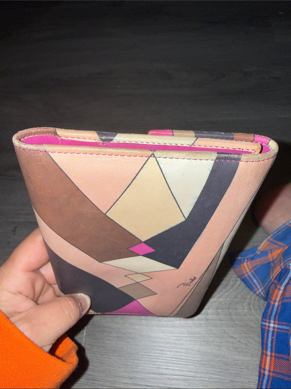 Emilio Pucci Pink Multi Geometric Foldover Large Wallet (callouts in picture) - Picture 3 of 5